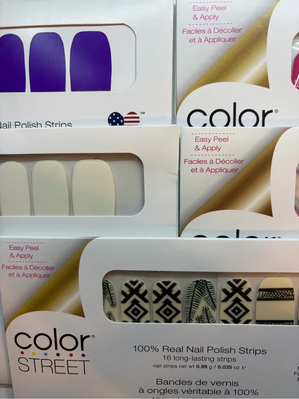 Color Street Nail Strips - Purple, Hot Pink, Cream & Marble Pattern Pack